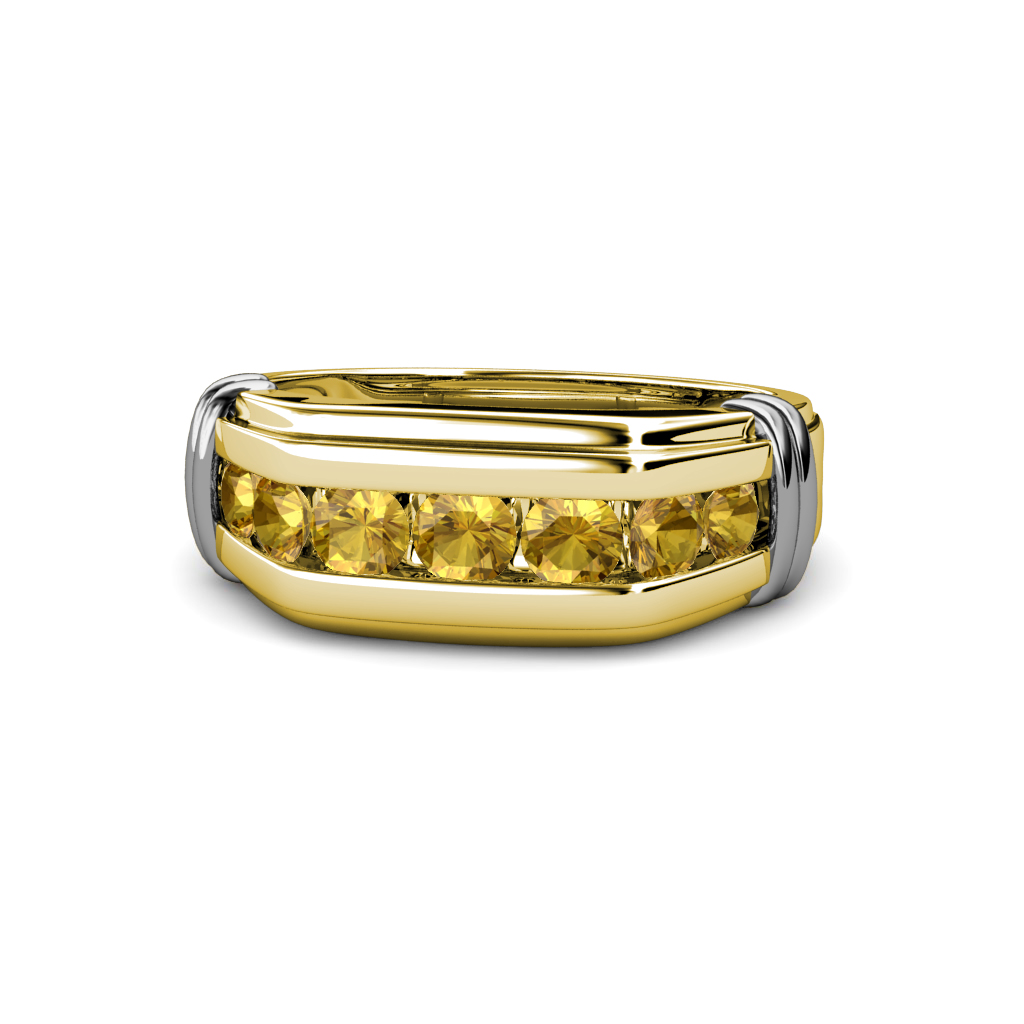 Brad Citrine 7 Stone Men Wedding Ring (8.5 mm) 